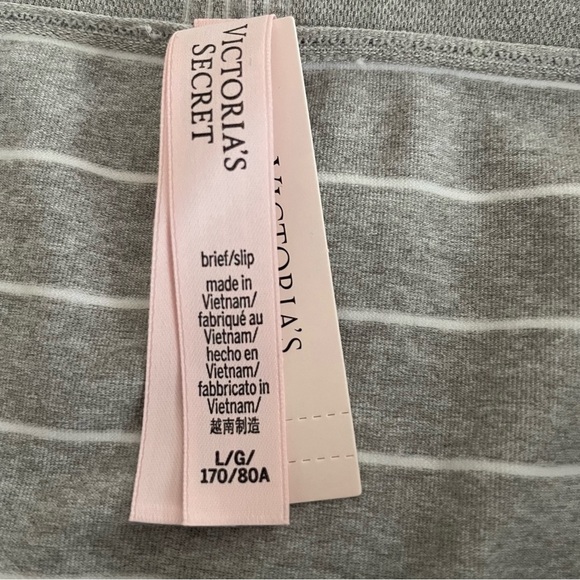 Victorias Secret L Grey White Stripe SEAMLESS NO SHOW High-Leg Waist Brief Panty - Picture 3 of 6